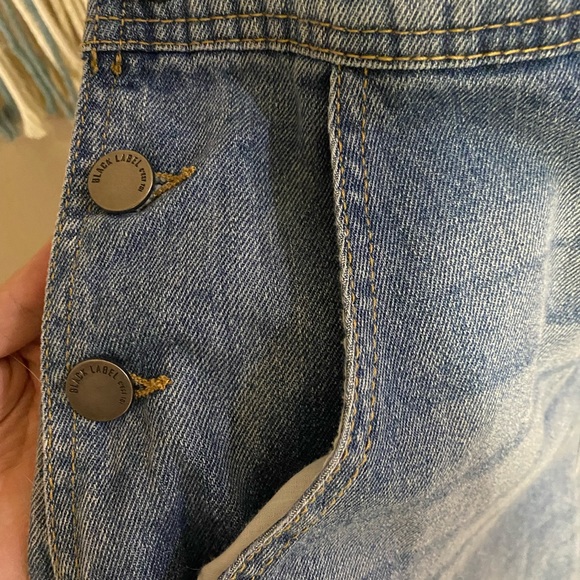 Black Label Distressed Medium Wash Overalls - Picture 4 of 6